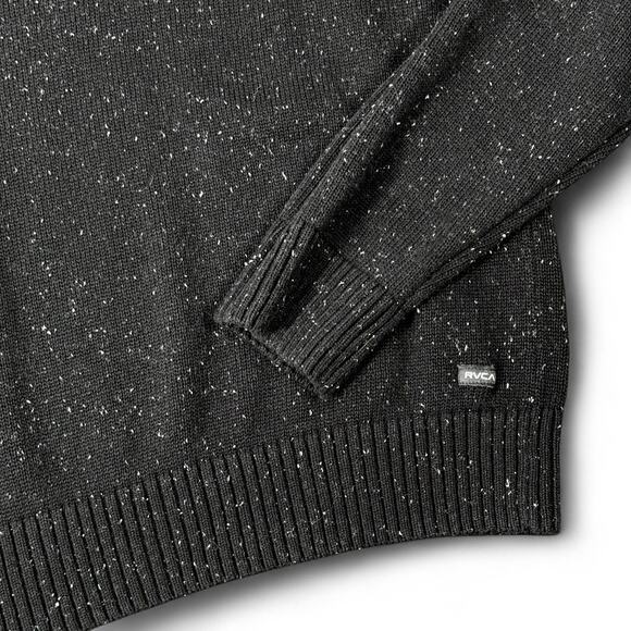 RVCA Crewneck Neps Sweater Skater Streetwear Goth Pullover Black Speckled Mens L - Picture 2 of 6